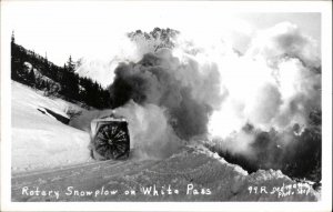 White Pass Yukon Rotary Snow Plow Dedman's Real Photo Vintage Postcard