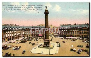 Old Postcard Paris Place and Vendome Column Vendome Column