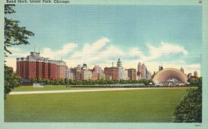 Vintage Postcard Band Shell Summer Evening Guest Grant Park Chicago Illinois IL