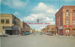 MT, Miles City, Montana, Main Street, Looking East, 50s Cars, HS Crocker