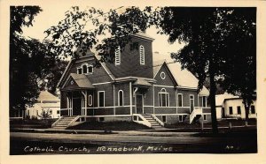 Kennebunk ME Catholic Church Street View , Real Photo Postcard