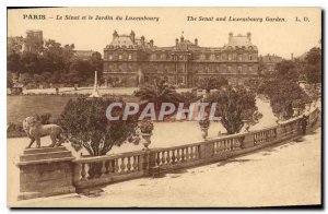 Postcard Old Paris Le Senat and the Jardin du Luxembourg