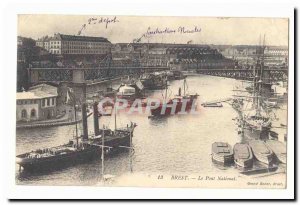 Brest Postcard Old National Bridge (boats)
