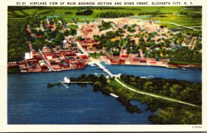 North Carolina Elizabeth City Airplane View Of Main Business Section and Rive...