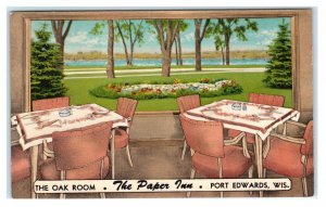 PORT EDWARDS, WI Wisconsin ~ Roadside The PAPER INN Oak Room 1951 Linen Postcard