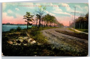 Postcard NJ Belmar - A Picturesque Road along Shark River
