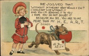 Buster Brown & Tig Valentine - RF Outcault TUCK #112 c1905 Postcard