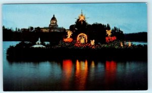 OLYMPIA, Washington WA ~ Xmas Lights CHRISTMAS ISLAND Leonard Huber  Postcard