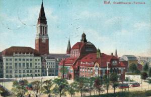 Germany Kiel Stadtheater Rathaus Vintage Postcard 01.83