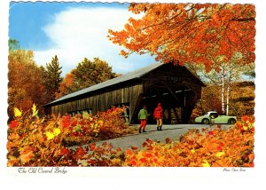 Old Covered Bridge, Vintage Sports Car, Canada