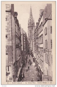 SAINT-MALO, Ille Et Vilaine, France, 1900-1910's; La Grand Rue, Cafe Des Nati...