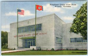 WAVERLY, Tennessee  TN  ~  HUMPHREYS COUNTY COURT HOUSE c1940s Linen    Postcard