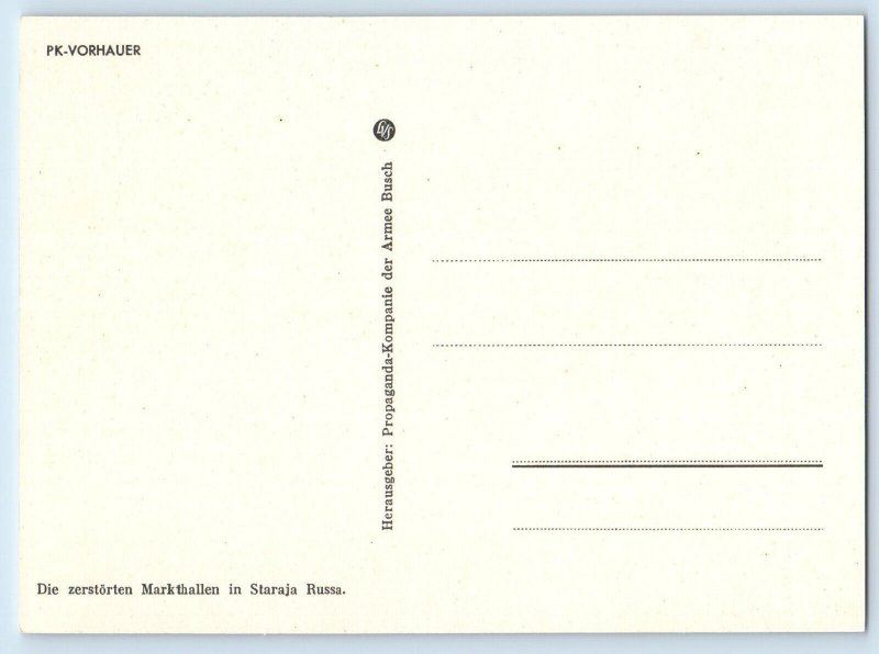 Russia Postcard PK Vorhauer The Destroyed Market Halls in Staraya c1940's