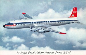 Northwest Orient Airlines, Imperial Service DC-7C, Circa 1962 Postcard, Unused