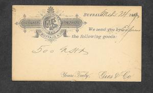 U S UX9 1892 Postcard  Geis Lithographers Buffalo NY!