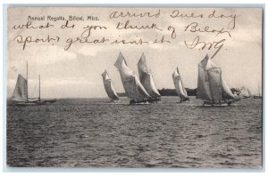 1908 Sailboat Annual Regatta Biloxi Mississippi MS Posted Antique Postcard 