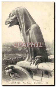 Old Postcard Notre Dame Paris A chimera