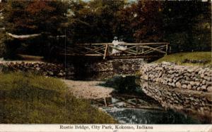 Rustic Bridge, City Park, Kokomo Indiana c1911Antique Postcard F12