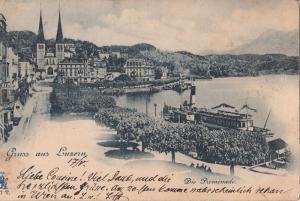 Switzerland Suisse 1899 Gruss aus Luzern - Die Promenade