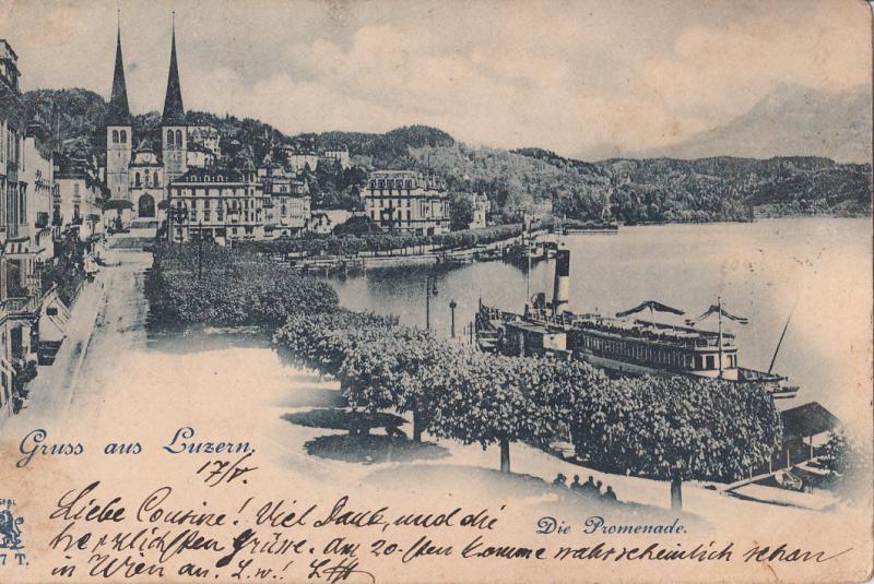 Switzerland Suisse 1899 Gruss aus Luzern - Die Promenade