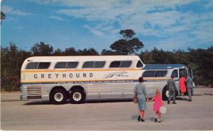 Greyhound Super Scenicruise Bus Parked On Road Vintage Postcard V13482