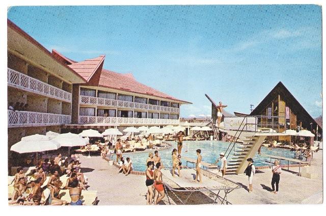 AlgerMiami Beach FL Resort Motel The Castaways Swimming Pool View Vntg 1964 Post