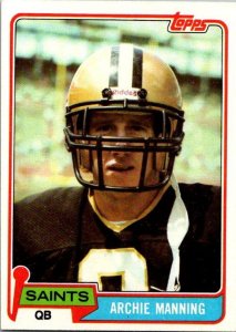 1981 Topps Football Card Archie Manning New Orleans Saints sk60459