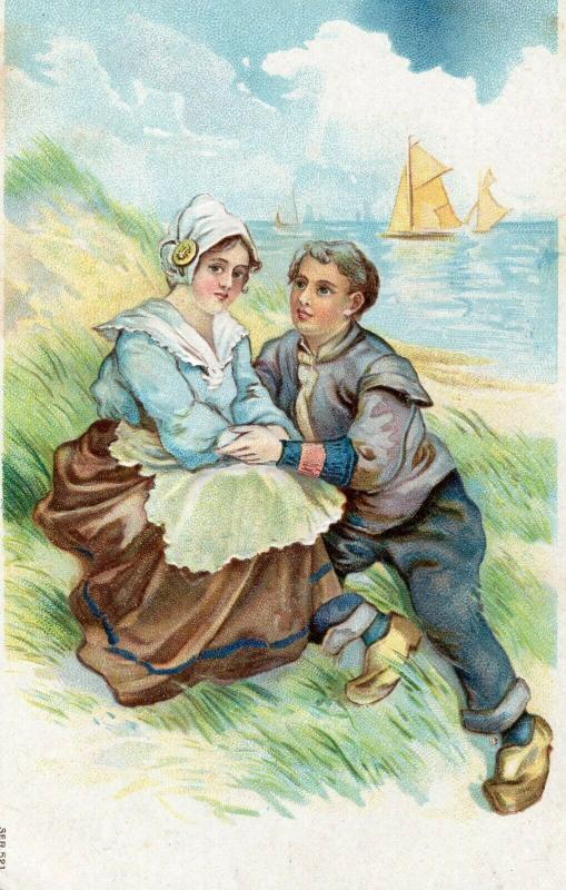 Romantic Couple - Embossed Vintage Postcard - 01.57