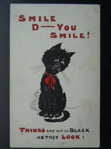 Black Cat SMILE D-YOU SMILE! Things Are Not So Black As They Look! c1903 UB PC