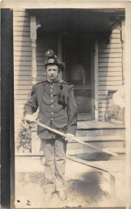 G58/ Interesting RPPC Postcard c1910 Weird Military Costume Sword 20