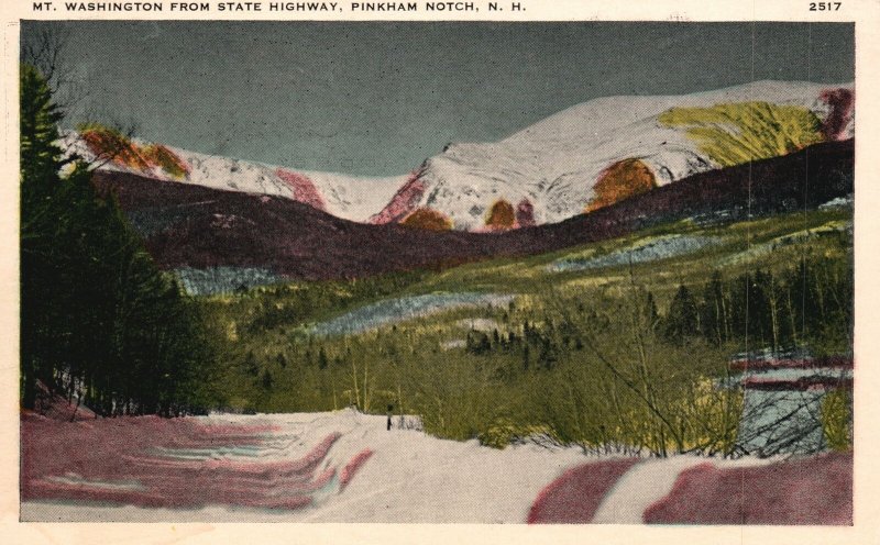 Vintage Postcard 1920's Mt. Washington State Highway Pinkham Notch New Hampshire