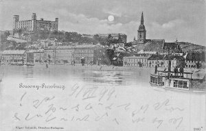 Slovakia Pozony Pressburg~moonlight generale view-1899 photo postcard