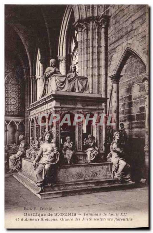 Old Postcard Basilica of St Denis Tomb of Louis XII and & # 39Anne Brittany