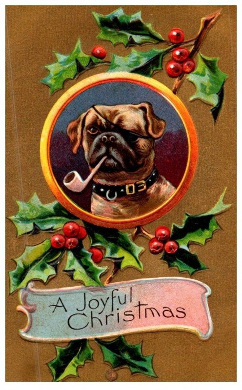 Dog  smoking pipe , Joyful Christmas