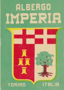 Italy Torino Albergo Imperia Vintage Luggage Label sk1716