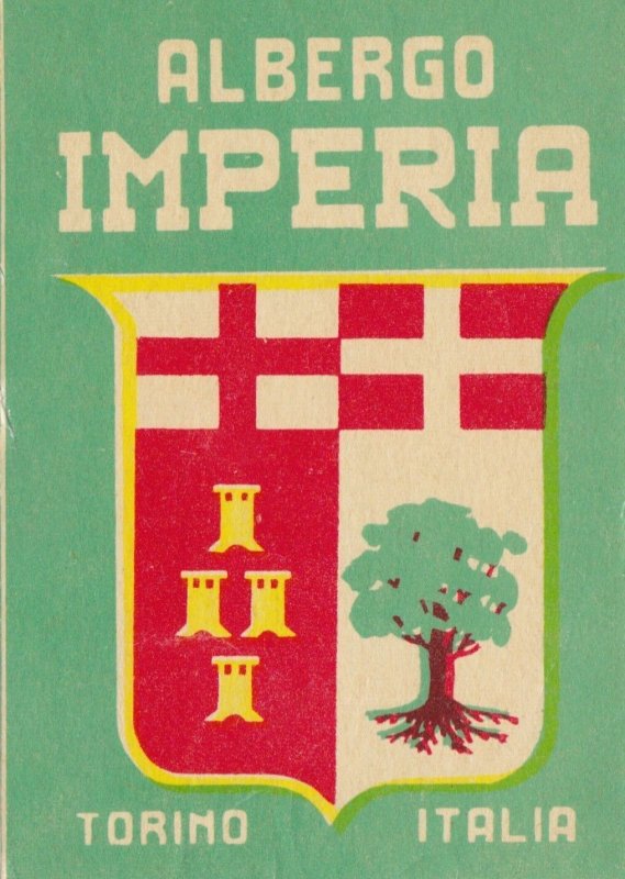 Italy Torino Albergo Imperia Vintage Luggage Label sk1716