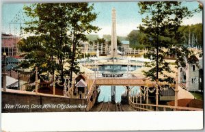 White City Savin Rock, New Haven CT Looking Down Chutes UDB Vintage Postcard L37