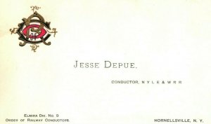 1870's-80's Jesse Depue N Y L E & W R R Railroad Conductor NY Card P141