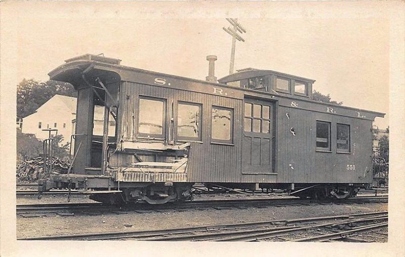 S.R. & S.R. Narrow Gauge Railroad Caboose #551 RPPC Postcard