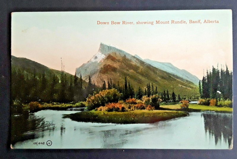 Mint Banff Alberta Canada Bow River & Mount Rundle Real Photo Postcard