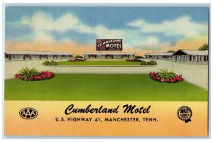 Manchester Tennessee TN Postcard Cumberland Motel US Highway 41 c1950's Vintage