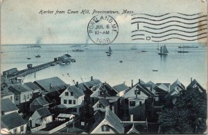 Aerial View of Harbor from Town Hill, Provincetown MA c1908 Postcard Q75