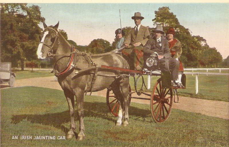 An Irish jaunting car Nice old vintage Valentine postcard