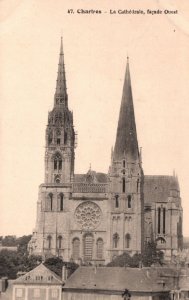 Vintage Postcard Cathedrale Facade Quest Roman Catholic Church Chartres France