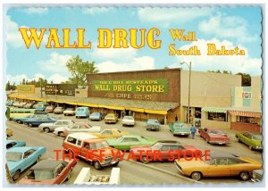 c1960 Wall Drug Ice Water Store Parking Wagon Wall South Dakota Vintage Postcard