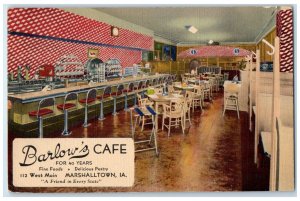 c1940s Barlow's Cafe Interior Tables Chairs Marshalltown Iowa Unposted Postcard