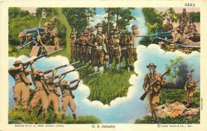 Military, U.S. Infantry, Multi View, Curt Teich No. OB-H1820