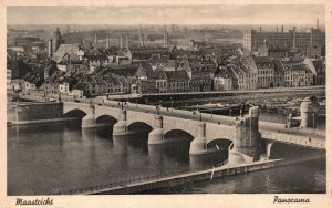 Netherlands UK, Blair Maastricht Panorama, Historical Bridge, Vintage Postcard