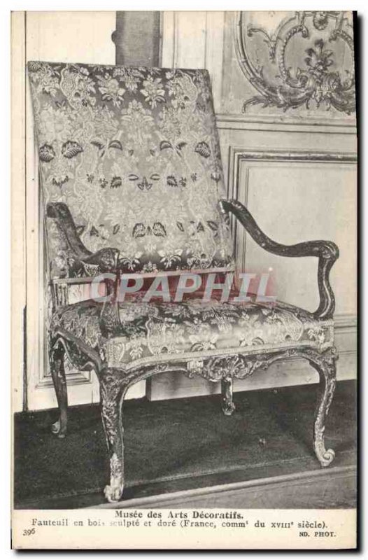 Old Postcard Musee des Arts Decoratifs wooden chair carved and gilded