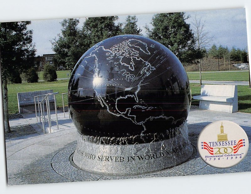 Postcard World War II Memorial Free Floating Granite Globe Nashville Tennessee